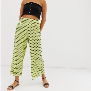 ASOS Design Plisse Culotte Pants in Polka Dot
